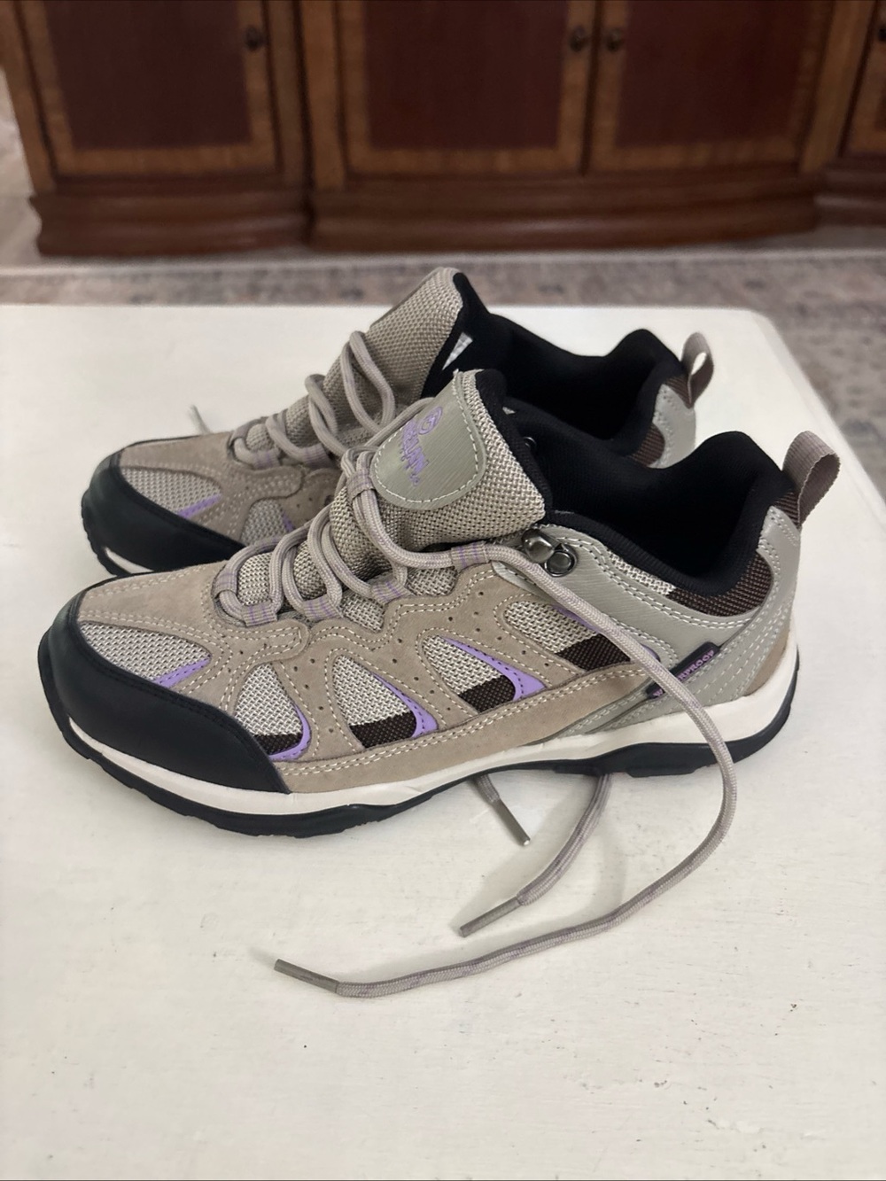Magellan Outdoors Women’s Beige and Lavender Trail Sneakers